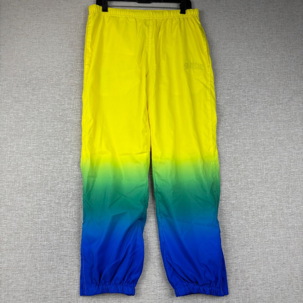 Supreme Gradient Track Pants Yellow Green Blue Ombre Mesh Lined Mens Small